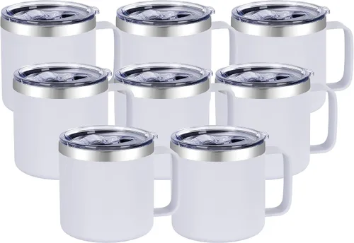 Vista 30 de VEGOND Taza de café aislada de 14 onzas con asa, taza de café de viaje de acero inoxidable con tapa, taza de café de metal al vacío de doble pared