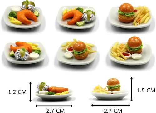 Vista 3 de Set de desayuno surtido de 10 variados – Alimentos en miniatura, comida pequeña para decoración de casa de muñecas, casa de muñecas, diorama