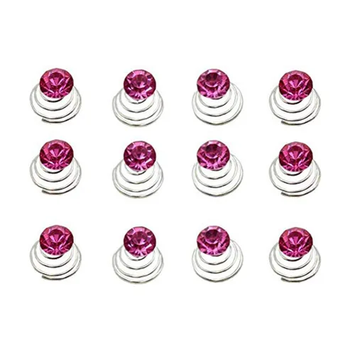 Vista 6 de canjoyn 24 horquillas para el cabello con gemas nupciales, espirales, espirales, espirales, para boda, espiral, tornados de cristal brillantes, Azul