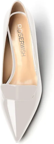 Vista 3 de ROSERWISH Zapatos de vestir para mujer, con puntera puntiaguda, elegantes y sexy, para fiesta, tacÃ³n alto, gruesos, de 2.5 pulgadas