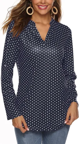 Vista 4 de Halife - Blusa tipo túnica para mujer, mangas 34 enrollables, cuello en V, estampado floral