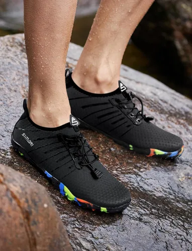 Vista 9 de Simari Zapatos de agua para mujer, hombre, natación, playa, piscina, deportes acuáticos, secado rápido, estilo descalzo, buceo, surf y caminar