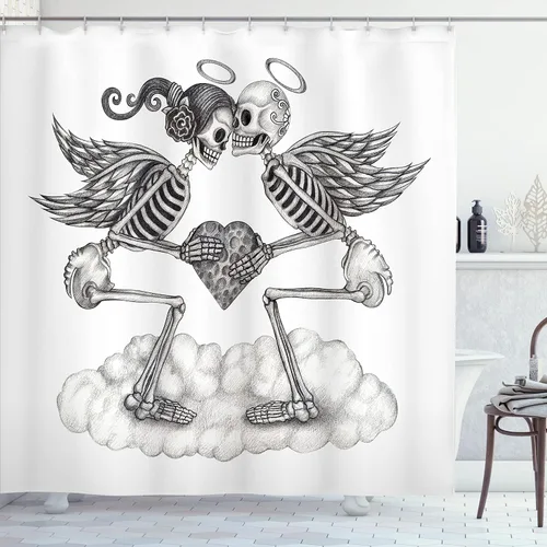 Vista 126 de set de cortina para baño decorativa de tela de poliéster con ganchos