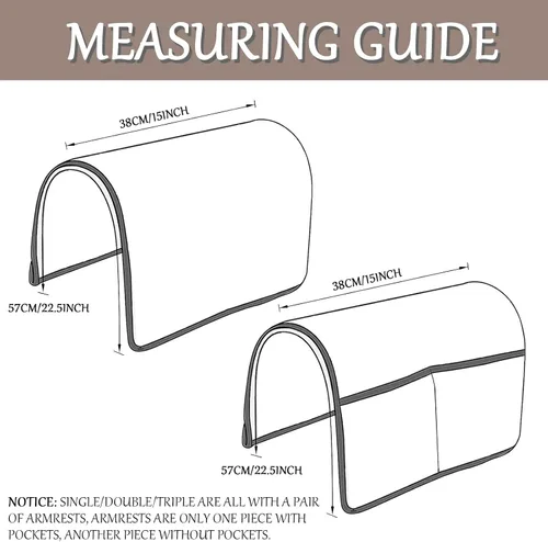 Vista 7 de Funda para Reposabrazos de Sofá, Funda para Reposacabezas de Silla Reclinable, Funda de Sillón con Bolsillos, Protector de Muebles Acolchado Beige