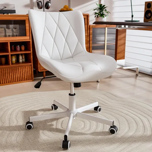Vista 11 de Silla de Escritorio sin Brazos, Silla de Oficina para el Hogar Moderna sin Brazos, Silla de Computadora Ajustable en Altura y con Movimiento, Silla