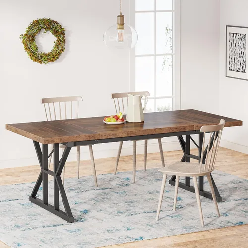 Vista 15 de Tribesigns Mesa de comedor estilo granja para 6 personas, mesa de comedor rectangular de madera de 70.8 pulgadas, mesa de cocina rústica con patas