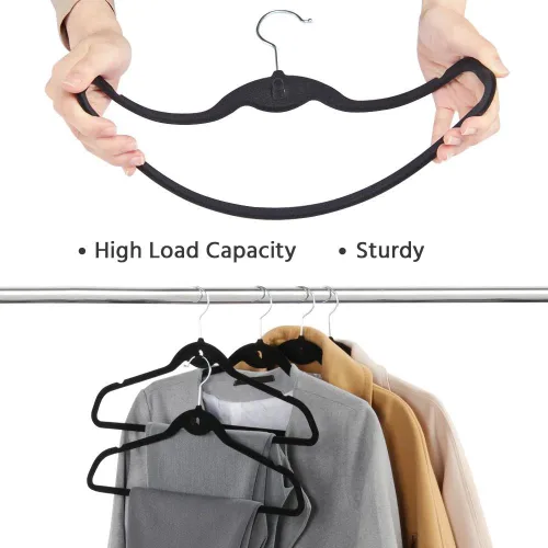 Vista 7 de Yaheetech Perchas de terciopelo antideslizantes en cascada – Resistentes – Perchas para trajes, ahorro de espacio, gancho giratorio de 360°