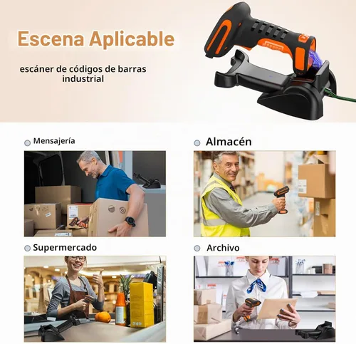 Vista 6 de Symcode Escáner de código de barras Bluetooth 2D QR con soporte de carga, industrial a prueba de polvo e impermeable 3 en 1 compatible con Bluetooth