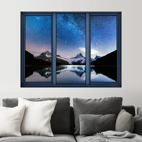 Vista 24 de SIGNWIN Adhesivo mural removible para pared, atardecer cielo naranja, otoño, bosque, árbol, paisaje, naturaleza, arte fino, rústico, paisaje