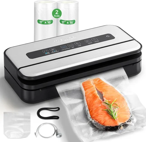 Vista 8 de Sellador al vacío, máquina selladora al vacío de alimentos de 90 Kpa, cortador integrado y almacenamiento de bolsas, conservación de alimentos