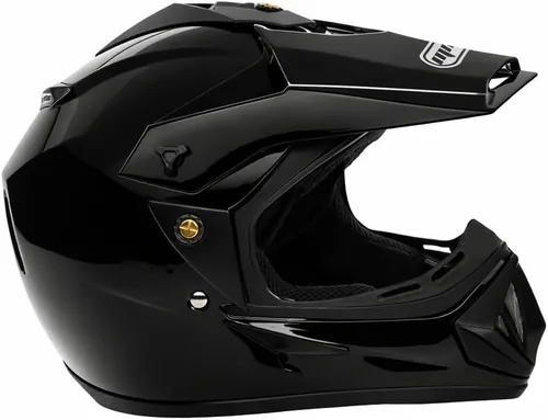 Vista 5 de MMG Casco de motocicleta para adultos (modelo 30) – todoterreno MX ATV Dirt Bike Motocross UTV – negro brillante