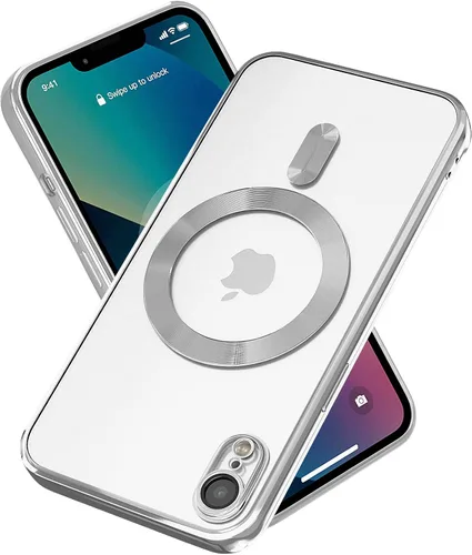 Vista 11 de Funda magnética para iPhone 8, borde galvanizado, parte trasera transparente, funda protectora delgada con protección de cámara, compatible