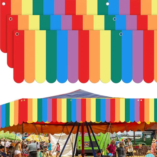 Vista 20 de Preboun 3 piezas de decoración de toldo de carnaval, tienda de campaña de circo, decoraciones colgantes de carnaval, pancarta de concesión, toldo