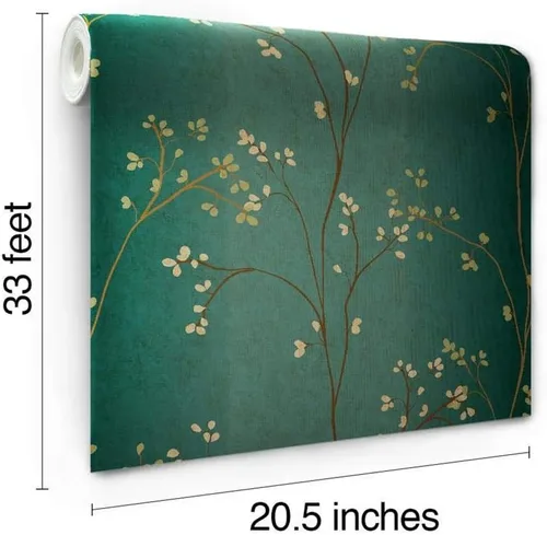 Vista 6 de York Wallcoverings Blossoms - Papel pintado extraíble prepegado, verde azulado/bronce Azul .112