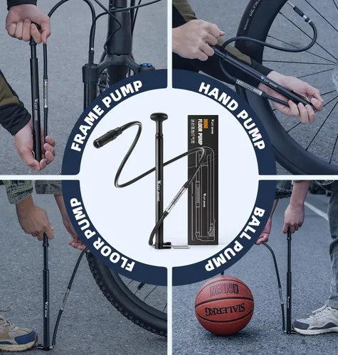 Vista 7 de Mini bomba de bicicleta portátil para bicicleta, bomba de bicicleta de aleación de aluminio de 160 PSI, se adapta a válvulas Presta y Schrader