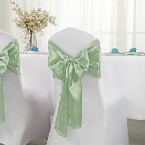 Vista 3 de Horbaunal Juego de 24 Caminos de Mesa de Satén Verde Salvia de 12 x 108 Pulgadas, Caminos de Mesa Suaves para Bodas, Banquetes y Fiestas
