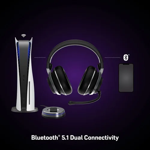 Vista 6 de Turtle Beach Stealth Pro Multiplatform Wireless Noise-Cancelling Gaming Headset for PS5, PS4, PC, Mac, Mobile Swappable Batteries Black