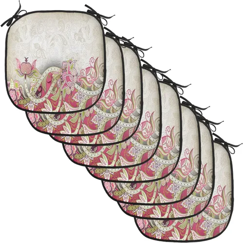 Vista 148 de Lunarable Floral Chair Cushion Pad, Flower Petal with Oriental Detail Culture Design, Seat Padding for Kitchen & Patio with Anti-Slip Backing