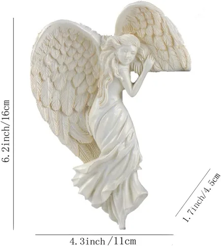 Vista 2 de SIQITECHNO Marco de puerta, adornos de estatuas de ángel, escultura envejecida, esquina izquierda o derecha, manualidades de pared, adorno vintage