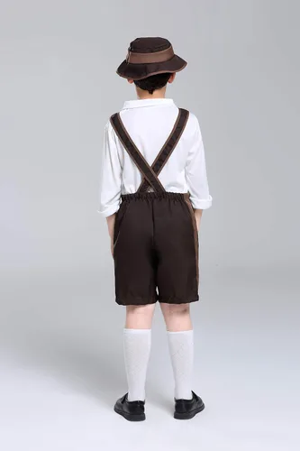 Vista 2 de yolsun Disfraz de Lederhosen para niños, juego de rol de Oktoberfest para niños, vestidos alemanes bávaros de Halloween
