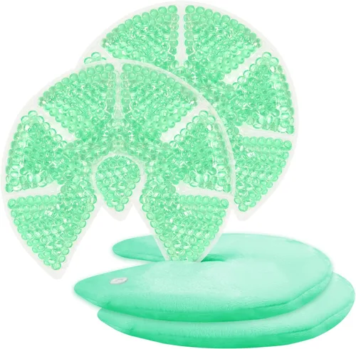 Vista 13 de Paquetes de hielo de gel para pecho caliente/frío, almohadillas de calor para lactancia materna, dolor de lactancia, mastitis, congestión, Azul