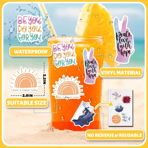 Vista 3 de 200 calcomanías motivacionales para adultos, calcomanías inspiradoras para botellas de agua para niños y profesores, calcomanías de álbum