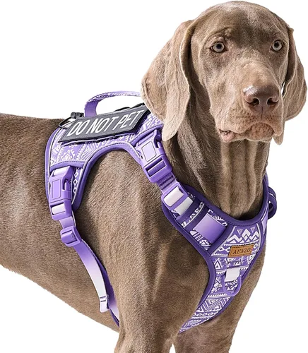 Vista 19 de Arnés para perro sin tirones para perros de tamaño pequeño, chaleco ajustable para caminar fácilmente, material Oxford transpirable, tiras Verde