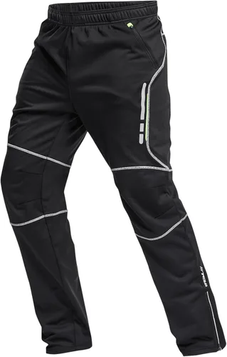 Vista 9 de TSLA - Pantalones deportivos de ciclismo antiviento y térmicos para hombre, forrados de vellón, para exteriores, para el invierno y clima frío