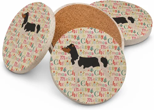 Vista 65 de AIDI Atlas Mountain Dog Merry Christmas - Posavasos grandes de piedra arenisca, paquete de 4