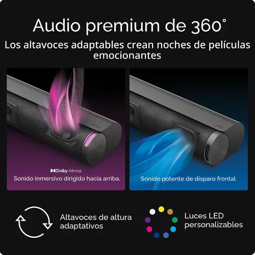Vista 3 de VIZIO 5.1.2 Elevate SE Barra de sonido, subwoofer inalámbrico, sonido envolvente con Dolby Atmos y DTS:X, altavoz Bluetooth, compatible