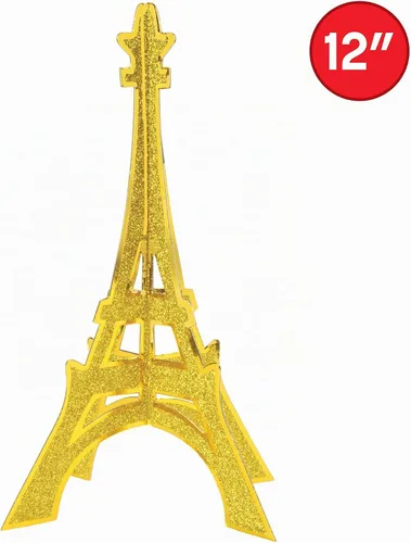 Vista 2 de Accesorio de fiesta de la Torre Eiffel 3D con purpurina (1 unidad) (1/paquete)