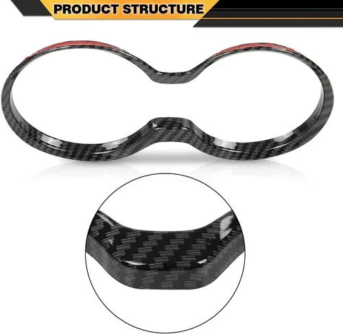 Vista 7 de CNNELL Cubierta del soporte de la taza del cambio de engranajes de fibra de carbono del bisel Compatible con Jeep Grand Cherokee 2011-2021