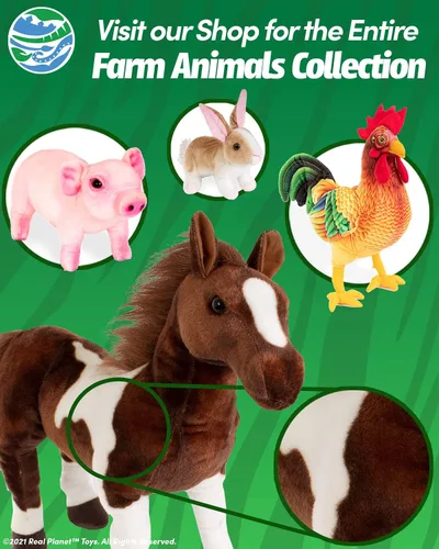 Vista 4 de Real Planet Pollo gallo de 15.5 pulgadas, animal de peluche de pollo de granja, gallo, peluche de animal, pollo de peluche, gallo de juguete