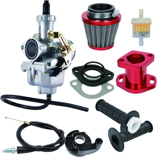 Vista 4 de Carburador PZ27 compatible con Honda XR100 XR100R CRF100F 4 tiempos CG 125CC 150CC 200CC 250CC Colector de admisión CNC filtro de aire de 1.496 in