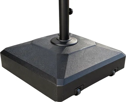 Vista 11 de PURPLE LEAF Base de sombrilla para mercado al aire libre con asa, soporte ponderado rellenable de 250 libras, 4 ruedas de polietileno de alta