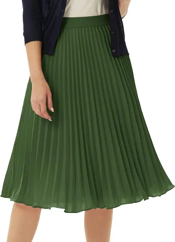 Vista 147 de GRACE KARIN - Falda plisada de gasa para mujer, con cintura alta y elástica, vuelo, corte acampanado y longitud por debajo de la rodilla