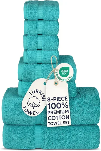 Vista 16 de Chakir Turkish Linens - Toallas turcas de 100% algodón, suaves y absorbentes (juego de 3 toallas personalizables, color aguamarina)