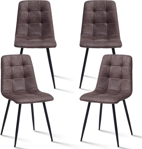 Vista 15 de Juego de 4 sillas de comedor de pana, modernas sillas de cocina tapizadas de tela con patas de metal, almohadillas ajustables, color azul