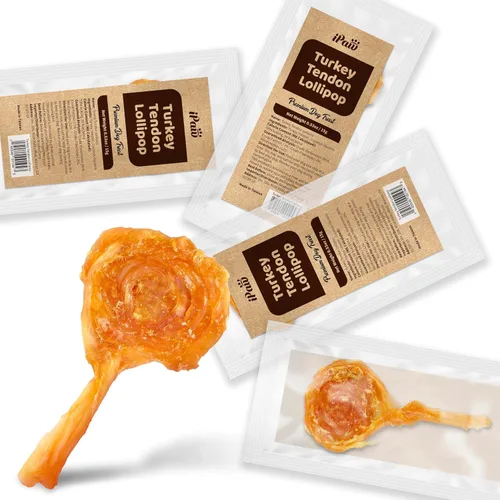 Vista 13 de iPaw - Tendón de pavo para perros, masticable natural de grado humano para cachorros, hueso 4 Pcs/Pack (Small), Single Protein, Hypoallergenic