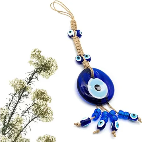 Vista 7 de Talismán de cristal azul contra el mal de ojo con cuentas pequeñas, dije de buena suerte, hogar, oficina, decoración del automóvil, jardín, adorno