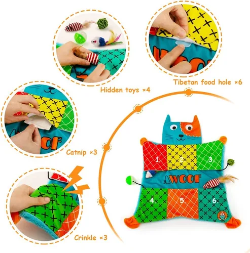Vista 2 de AWOOF Linda alfombra suave de hierba gatera, juguetes interactivos para gatos
