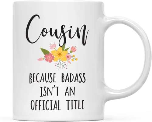 Vista 57 de Andaz Press Taza de café de 11 onzas, regalo de broma, tía porque Badass no es un título oficial, gráfico floral, 1 paquete