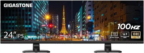 Vista 9 de Gigastone Monitor de luz trasera LED IPS de 24 pulgadas 100Hz FHD 1920 x 1080, 178° WideView, sin marco, monitor dual, MPRT 1ms, altavoces