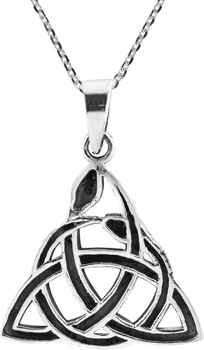 Vista 3 de AeraVida Collar con colgante de plata de ley 925 con nudo de triquetra o Trinidad de serpientes entretejidas Collar de Acción de Gracias, Metal