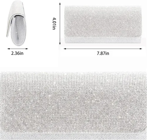 Vista 5 de Naimo Bolso de mano deslumbrante con solapa y cadena desmontable, talla única