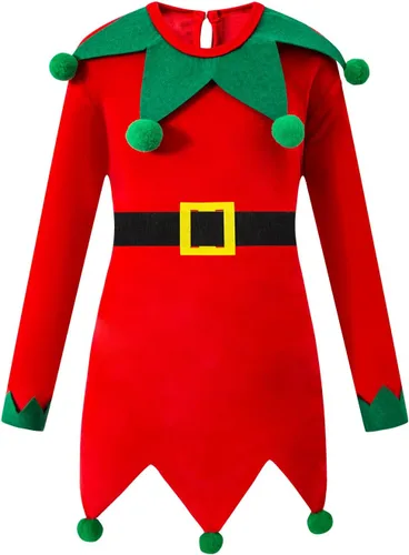 Vista 2 de Fairy Sassy Juego de disfraz de elfo navideño de 4 piezas para niñas