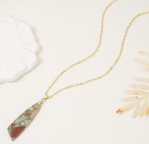 Vista 5 de Collares de piedra natural para mujer, collar con colgante bohemio de oro de 18 quilates