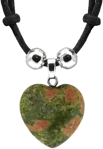 Vista 8 de Collar ajustable con dije de cristal curativo en forma de corazón, joyería de chakras hecha a mano para mujer, accesorios bohemios Negro Onyx