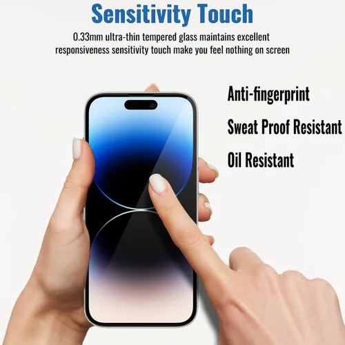 Vista 5 de Paquete de 3 protectores de pantalla de privacidad para iPhone 14 Pro Max [6,7 pulgadas], protección de sensor, compatible con Dynamic Island