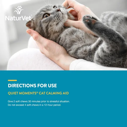 Vista 7 de NaturVet – Quiet Moments Ayuda Calmante para Gatos Plus Melatonina – 60 Masticables Suaves – Ayuda a Reducir el Estrés y Promover la Relajación